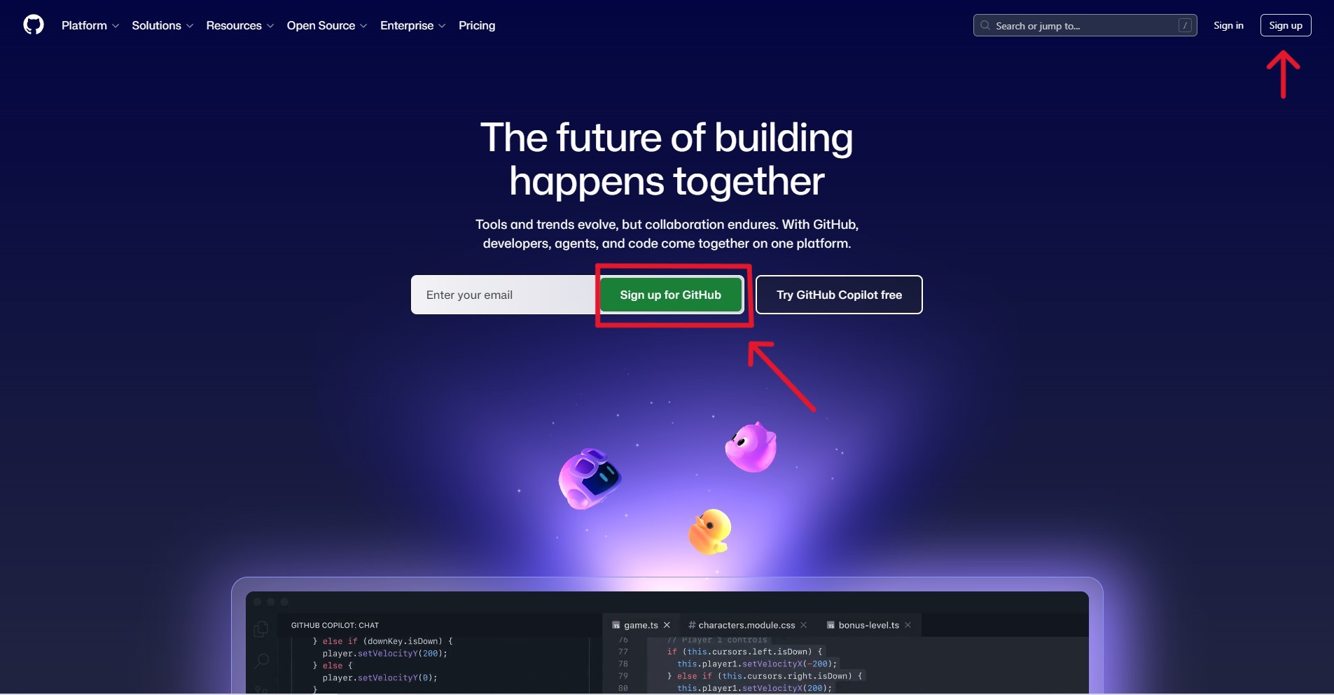 GitHub注册页面示意